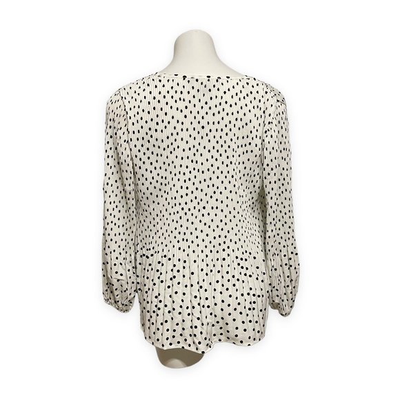 Sanctuary Small White Polka Dot Tie Neck Crystal Pleat Blouse NEW WITH TAGS - Picture 4 of 7